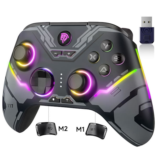 X15 PC-controller - Forbedret trådløs Bluetooth-controller med Hall-joysticks/Hall-aftrækkere/RGB-belysning - Ingen stick-drift