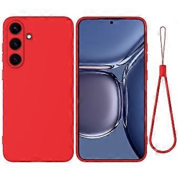 Samsung Galaxy S25 -kuori, nestemäinen silikoni, naarmuuntumaton puhelinkuori käsiremmin kanssa (Tyyli B)