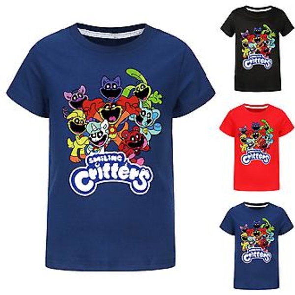 2024 Smiling Critters Børnet-shirt Tegneserie Catnap Hoppy Hopscotch Fans Drenge Piger Casual Bluse Kortærmet Tee Tops (13-14 År Marineblå)