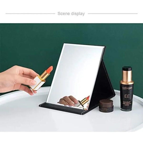 MINKUROW Vikbart bord i konstläder Spegel Bordsspegel Transparent stående spegel Kompakt resespegel (vit??)