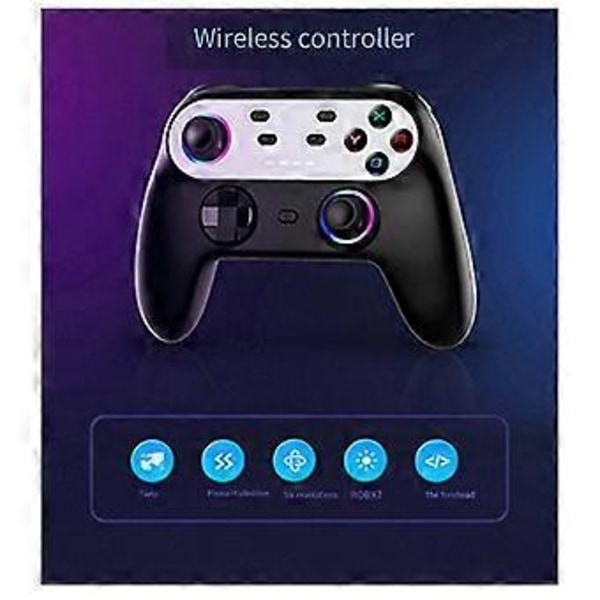 Trådlös handkontroll med programmeringsfunktion för Switch Pro, RGB-ljus, trådlös Bluetooth (Vit)
