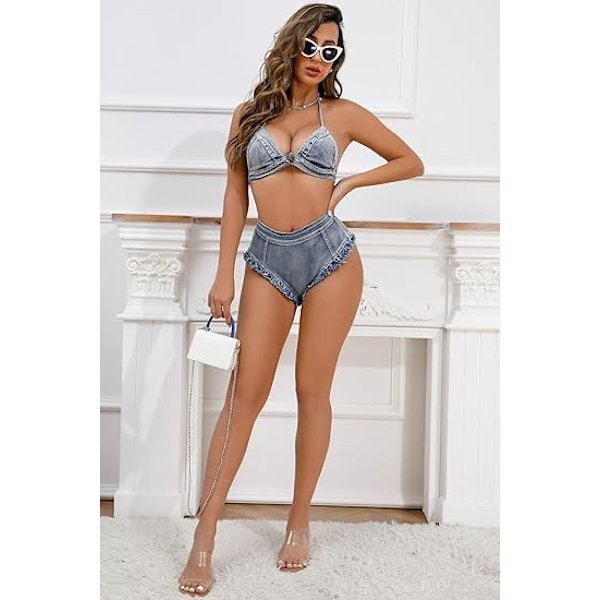 Kvinners Sexy Høy Midje Stretch Mini Denim Shorts Hot Pants Clubwear