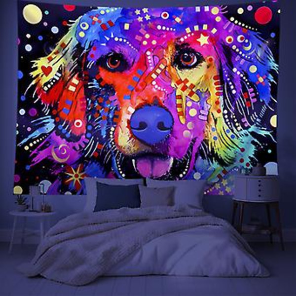 Seinälle ripustettava värikäs avaruussusi taide mustavalo-tapetti juliste Monikäyttöinen seinä mustavalo-tapetti - 130x150cm Majoituslisävarusteet makuuhuoneelle majoitus L