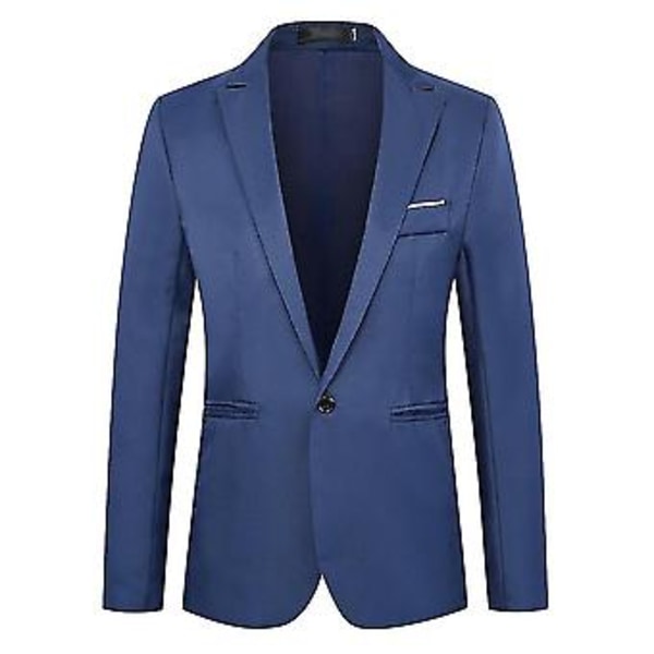 Herrkavaj med en knapp, hackad krage, formell fest, kväll, affärskostymjacka, hög kvalitet (2XL Royal Blue)