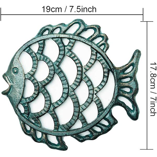 Svært slitesterk støpejern søt stor fisk trivet - 19x18x1,5cm - Retro R