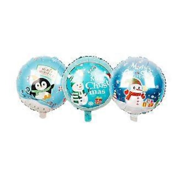10 stk 18 tommer Jule Aluminiumfolie Ballong Julenissen Elg Rund Juleballong (Tilfeldig Stil)