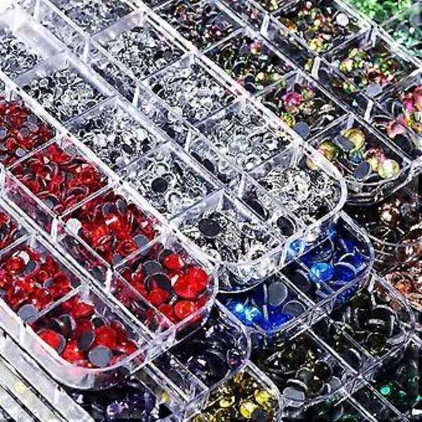 Flatback Rhinestones Krystall Flatback Steiner Runde Krystall Rhinestones for Håndverk - Hvit AB