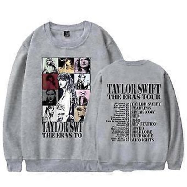 Taylor Swift The Eras Tour Gensers Langarmet Rundhals Casual Jumper Pullover Topper Fans Gaver Til Menn Kvinner Venner (Lys Grå)