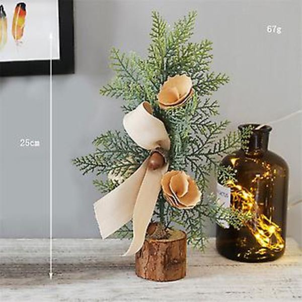 Miniatyr Julgran Små Träbordsprydnader Juldekoration Nyår (Tallbarr)
