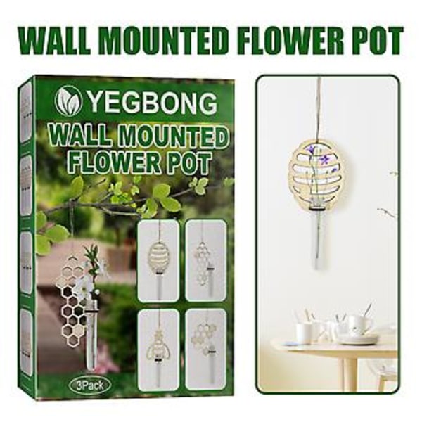 Väggmonterad Blomvas Glas Hydroponisk Planteringsbehållare Heminredning (D)