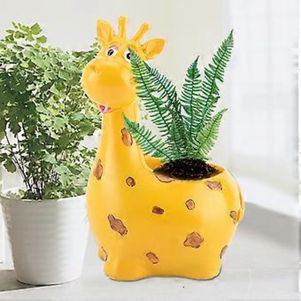 Dekorativ Sukkulent Keramik Pot Sød Dyr Blomster Plante Pot til Hjemmet Skrivebord (Giraf)