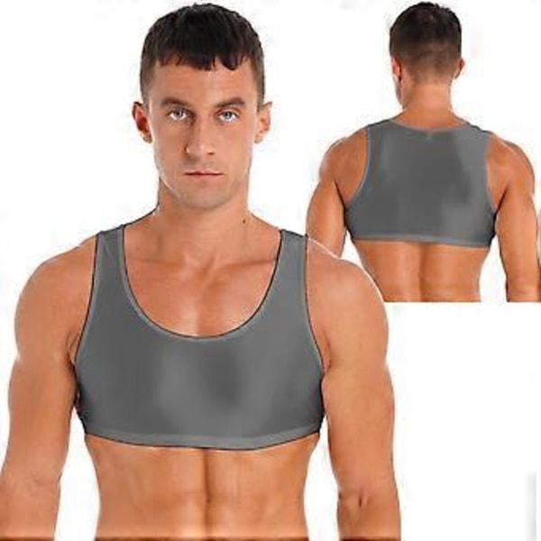 Ærmeløs Muskel T-shirt til Mænd Basic Tank Crop Tops Fitness Gym Sports Vest Toppe (L mørkegrå)