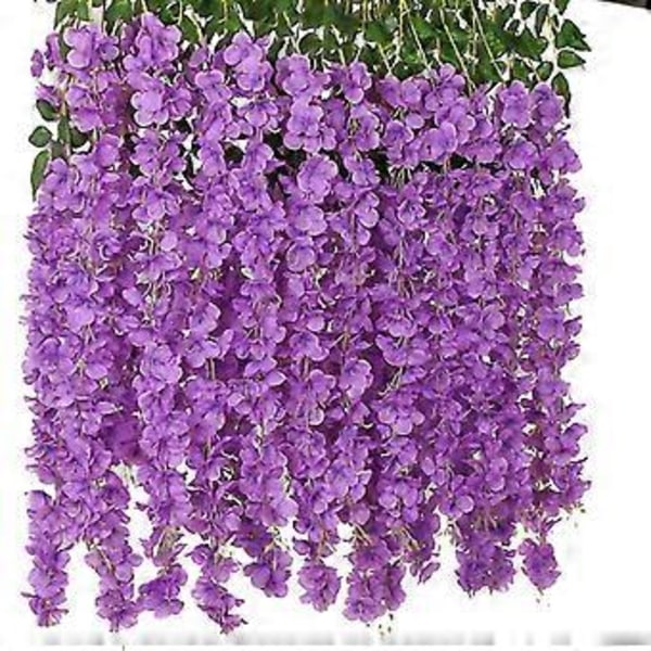 Kunstig Wisteria Guirlande Silke Wisteria Ranke Falsk Blomst Hængende Guirlande Med Grønne Blade Falsk Blomsterarrangement