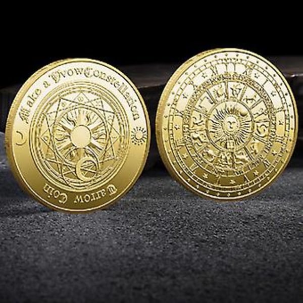 Tarot-minnesmynt Konstellation Lycklig Kärlek Medaljong Önske-mynt (Brun)