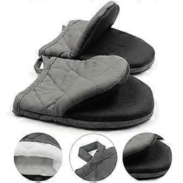 Värmebeständiga kökshandskar, grytvantar med bekvämt foder, flexibelt skydd för mångsidig användning, halkfritt silikongrepp, inkluderar