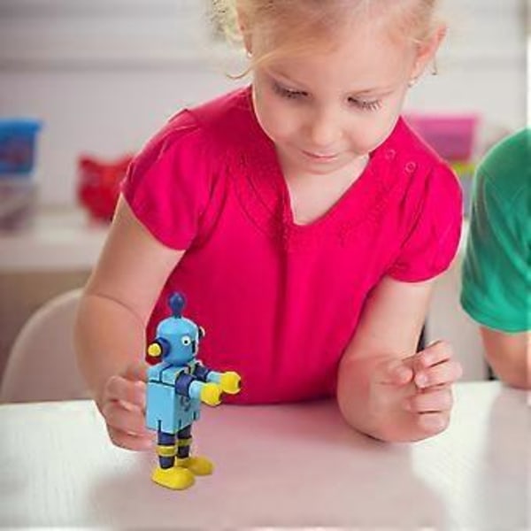 Puinen Lelu Robotti Joustava Nivelletty Säädettävä Pöytälelu Hahmo Lapsille, Puurobotit (Punainen)