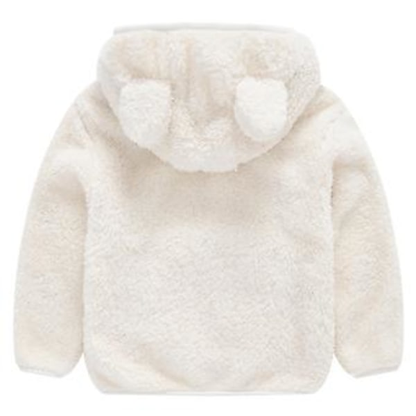 Barn Teddybjörn Fluffig Fleece Huvtröja Varm Zip Up Jacka Ytterkläder (3-4 År Vit)