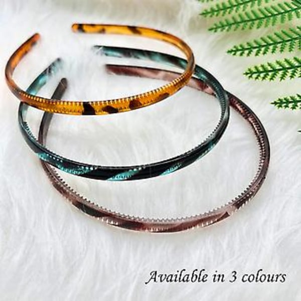 (Brun + Mörkgrön + Amber) 3-pack Plastdiadem med kamtänder Komfort Leopard Hårband Smala Fina Diadem Stylingaccessoarer för Kvinnor