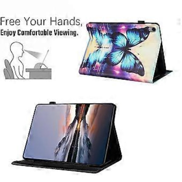 Fodral för iPad (2025) / 10.9 (2022) Mönstrat Läder Tabletskydd med Auto Sleep / Wake, Korthållare (Fjärilsreflektion)