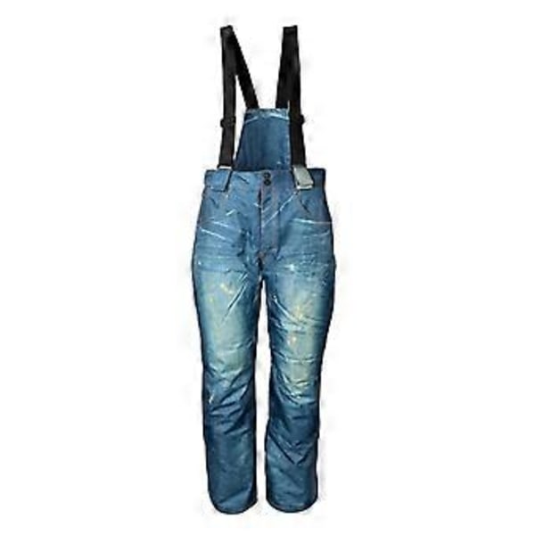Miesten vedenpitävät lumihousut ulkoiluun, lumilautailuun, lämpimät farkut, irrotettavalla rintalapulla (2XL)