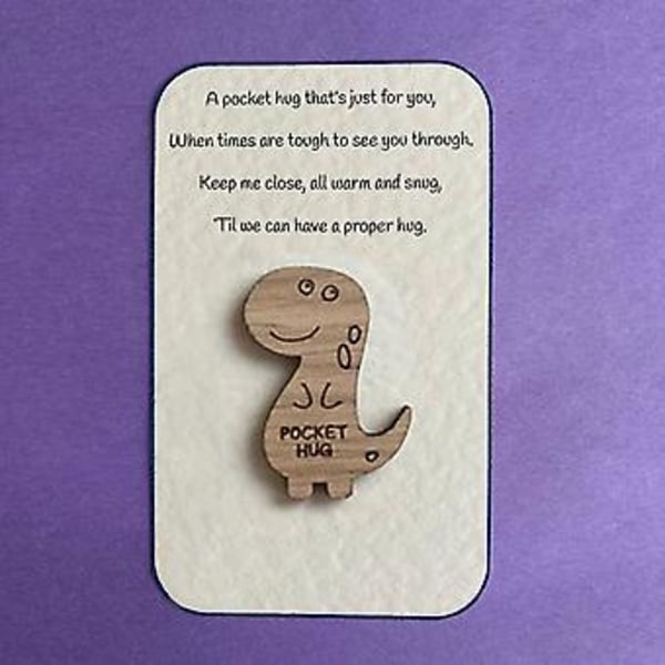 Personalisert lomme-dyre-klem i tre - Takkedag, morsdag-gave (Dinosaur)