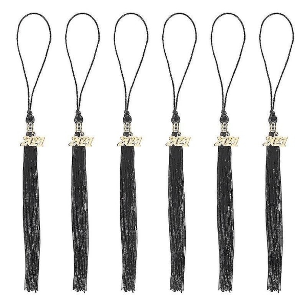 6pcs 40cm Doctor Bachelor Hat Tassel Hanging Ear Clothing Graduation Accessories Hanging Pendant Tassel (black)