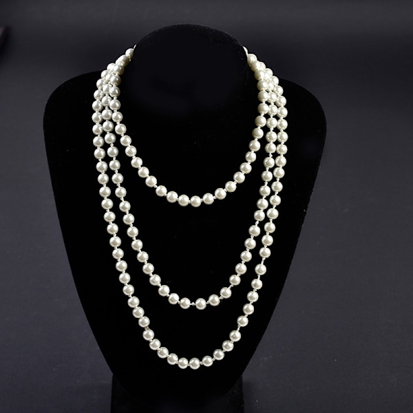 Imitationspärlor Lång Halsband 150cm Trendig Stil Lång Falsk Pärla