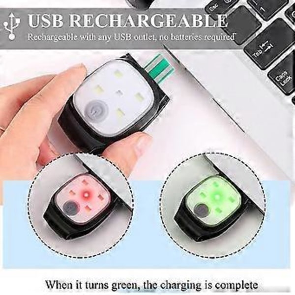 2 Stk. Udendørs Natlys Clip Løbelys LED Reflekterende USB Genopladelig til Løb Løbetilbehør