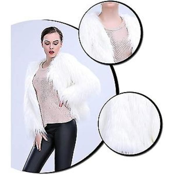 LED Pälsjacka Regnbåge Glittrande Ljusjacka Vit Päls Rave Kostym Lysande Ytterkläder För Födelsedagsfest Fancy Cosplay Fest Vit Storlek L(S)