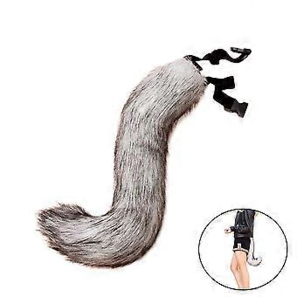 1kpl Uutuus Realistinen Tekoturkis Häntä Säädettävä Hihna Seksikäs Pörröinen Häntä Halloween Juhlat Cosplay Pukurekvisiitta Harmaa