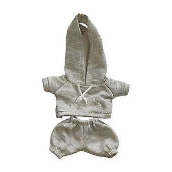 Dockkläder för 17 cm Plyschdocka Dockkläder Hoodie Sweatshirt och Byxor Mjuka Stilfulla Kläder för Gosedjur Söta (ljusgrå)