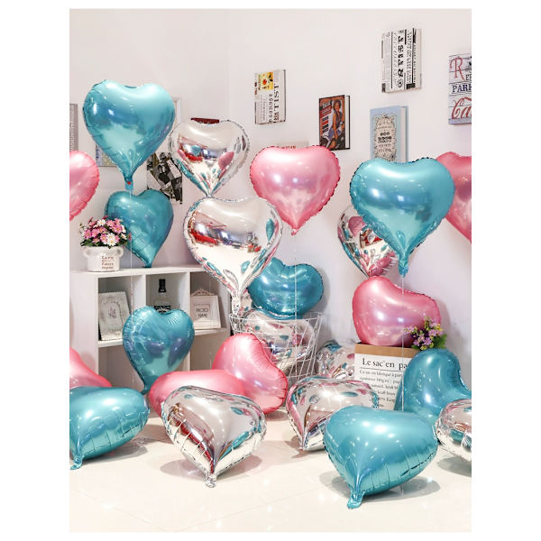 10 stk. Rose Gold Hjerte Ballon, Hjerteformede Balloner, Hjerteformet