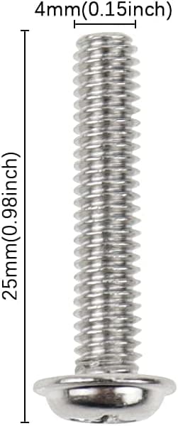 Phillip 100 st M4x25 plattskruvar - Silver Phillips Pan Head S
