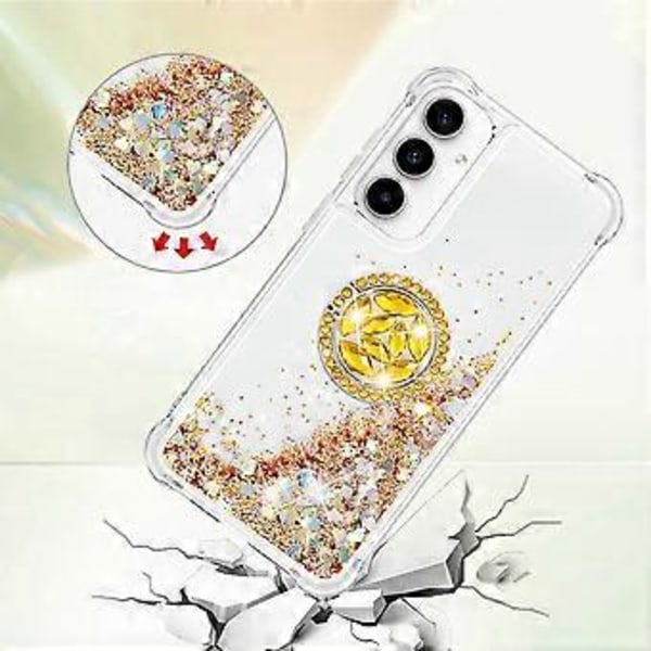 För Samsung Galaxy A35 5G TPU Skal med Stöd Quicksand Stöttåligt Skydd (Guld/Hjärtan)