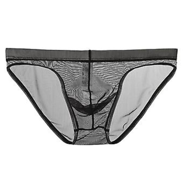 Fianao Låg Midja U Konvex Herrtrosor Sexiga Transparenta Nätgarn Kalsonger Dagligt Bruk (XL Svart)