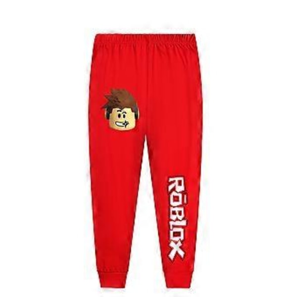 7-14 år Barn Pojkar Flickor Roblox Spel Tryckt T-shirt Toppar Byxor Pyjamas Set Pjs Sovkläder Nattkläder (7-8 år Röd)