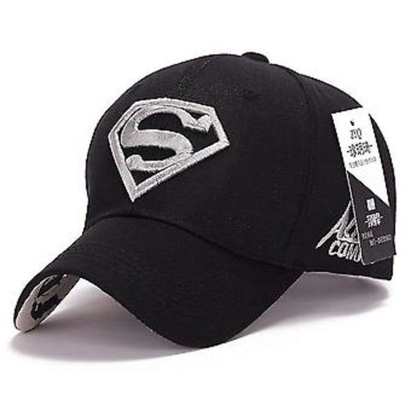 Mænd Superman Broderet Baseball Cap Sports Trucker Justerbar Sol Snapback Visor Hat (Sort og Sølv)