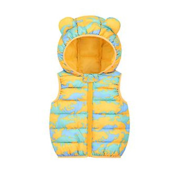 Baby Sleeveless Cotton Coat Comfortable Thick Causal Jackets For Children Boy Outerwear(120cm Camouflage Yellow flower Ear Vest)