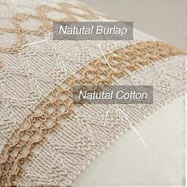 Lumbar Putesett Dekk 12 x 20 Tommer for Landlig Stue, Bomulls- og Burlap-Teksturerte Stripete Vevde Boho Putesett 1 stk