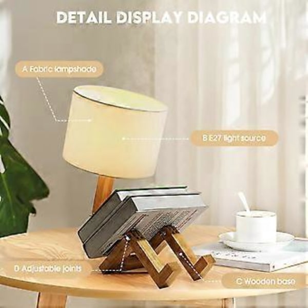 Unik bordlampe, cool træ kreativ svingarmsdesign, elegant skrivebordslampe til soveværelseslæsning, nyhedsbordlampe med justerbare samlinger til stuen