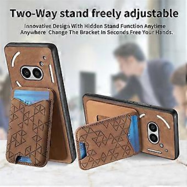 Til Nothing Phone (2a) Etui med Præget Mønster Kortholder Støttefod Læder Bagcover (Stil F)