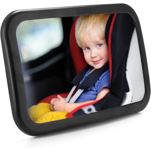 Baby bilspegel, 100 % splittringssäker baby för baksätessäkerhet, bilspegel har 360 rotation med justerbara elastiska remmar