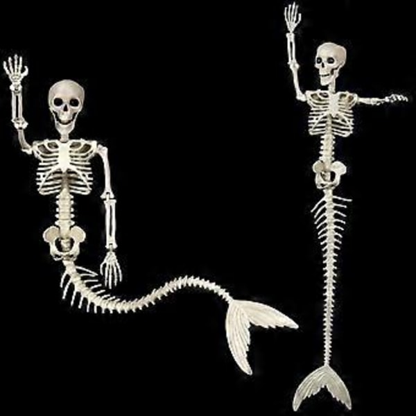 2-pack 80 cm Sjöjungfru Halloween Skelett Pose-N-Stay Böjbart Rörliga Leder Hängande för Halloween Dekoration