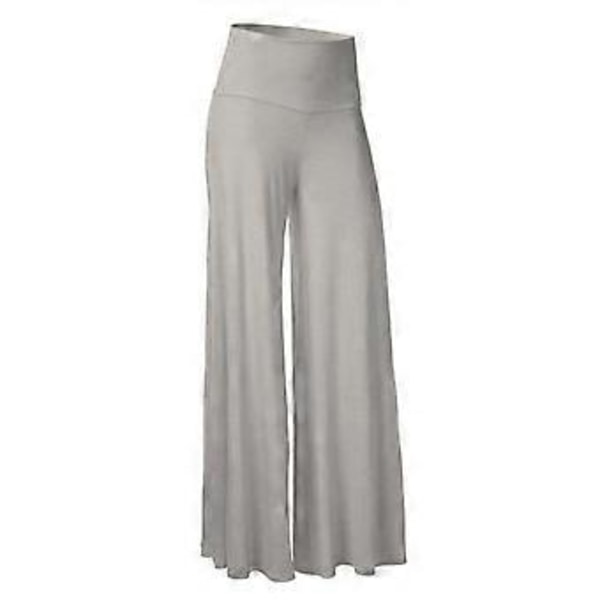Plus Size Dame Ensfarvede Høj Elastisk Talje Casual Sommer Fit & Flare Bukser (S Grå)