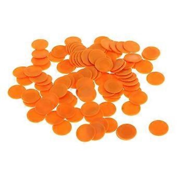 100 stk. 2,3 cm Bingo Spillechips Casino Brætspil Brikker Tælle Legetøj (Orange)