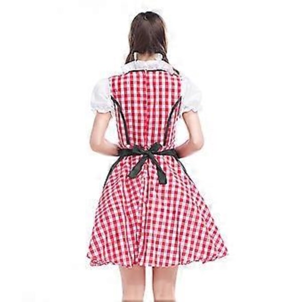 Traditionel Oktoberfest kostume til kvinder, tysk ølpige Dirndl kjole med forklæde Cosplay festkjole (3XL)