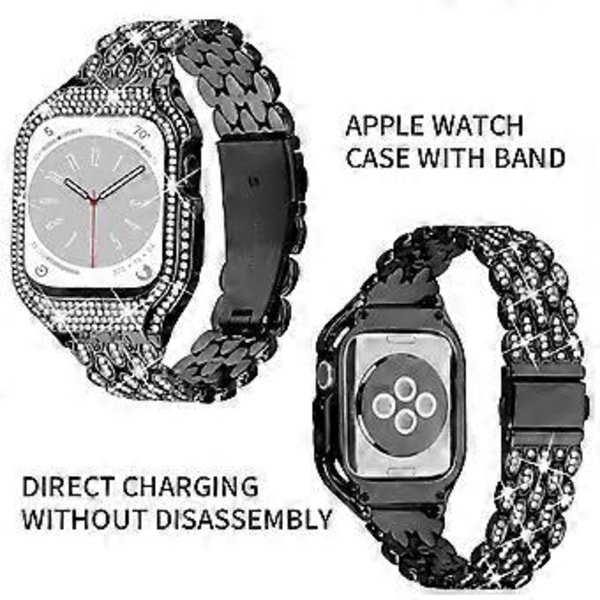 Typ A för Apple Watch Series 6 5 4 SE (2022) SE 40mm Klockarmband Rostfritt Stål Strassdekor (Stil A)