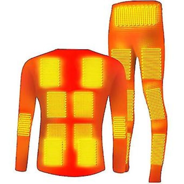 Mænds Opvarmet Underundertøj Vinter Usb Elektrisk Opvarmning Suit Ski Toppe Bukser S Bukser