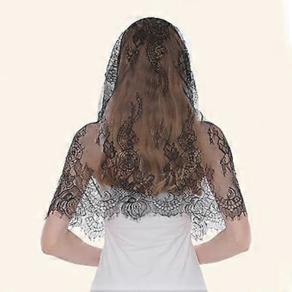 Mantilla Slør Katolsk Hovedtørklæde Spanske Mantillaer til Kirkekvinder Sort