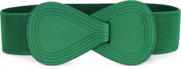 Interlock-spenne 8-formet elastisk belte i imitert skinn for damer